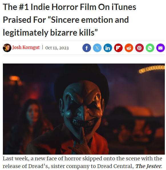 The #1 Indie Horror Film On iTunes Praised For “Sincere emotion and legitimately bizarre kills”